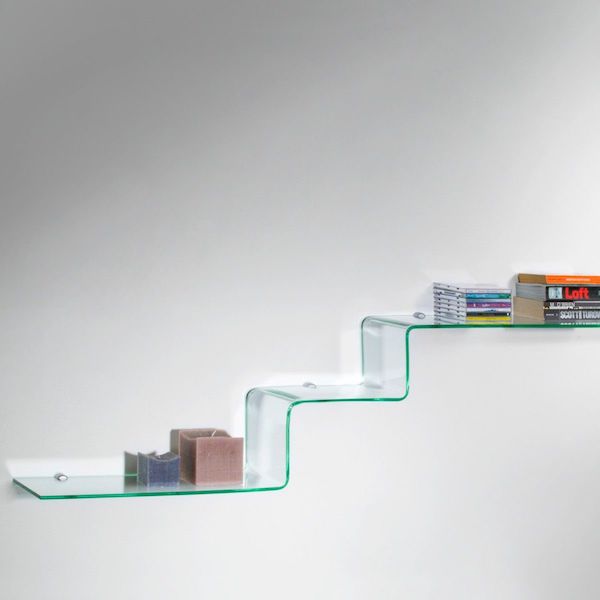 Mensola design moderno in vetro curvato Step